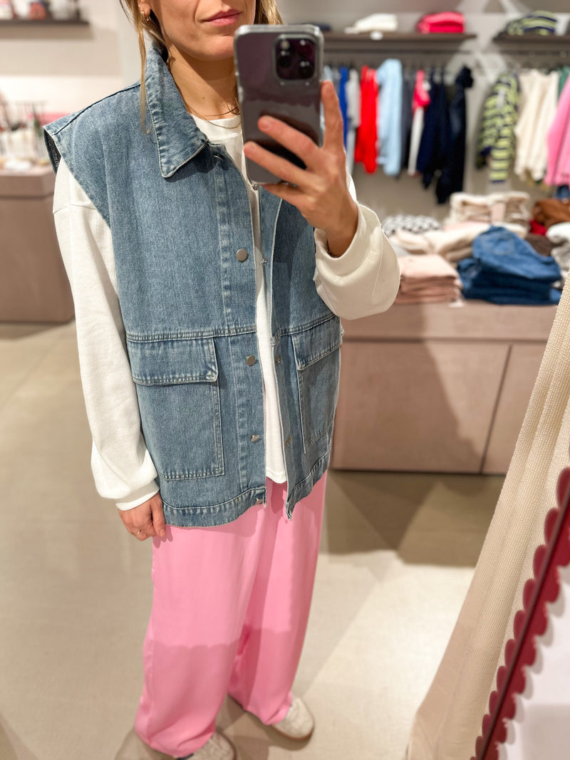 Oversized denim vest - Light blue washing