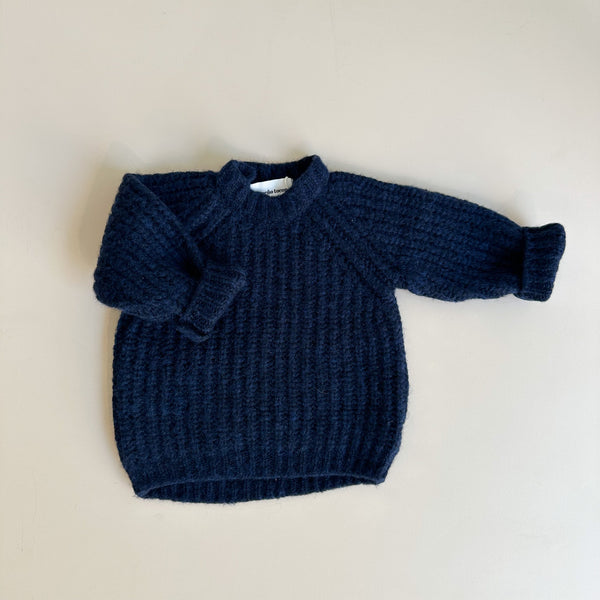 Knitted wool sweater - Navy melange