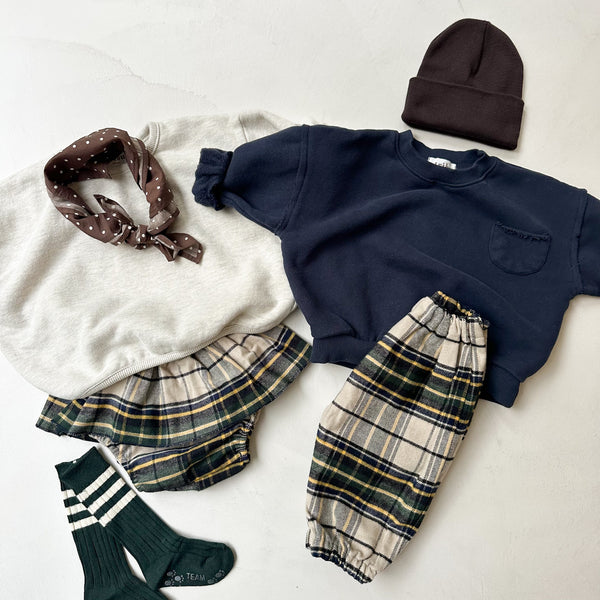 Tartan flanel pants - Navy/green