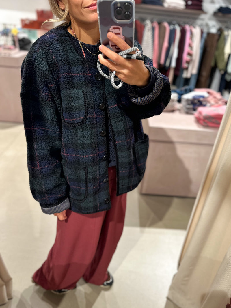 Dali checked teddy jacket - Multi