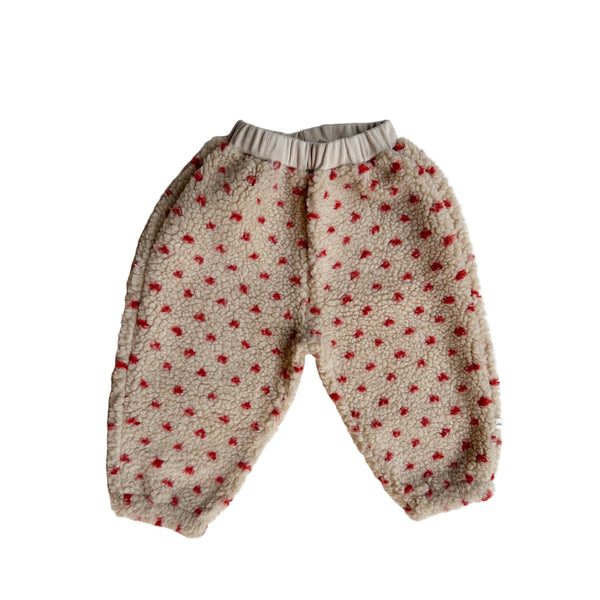 Mini hearts teddy pants - Beige/red