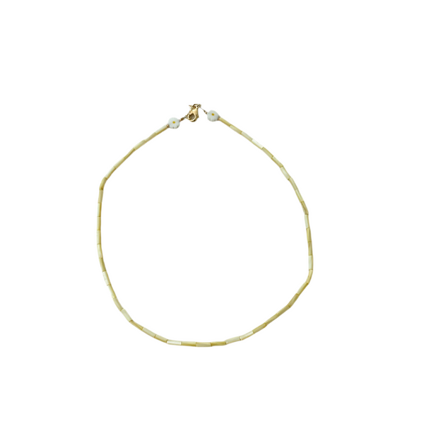 Pearly beads necklace - Butter yellow