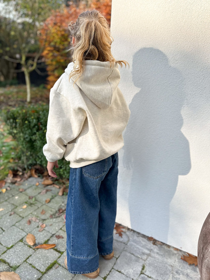 Oversized fleeced zip up hoodie - Oatmeal