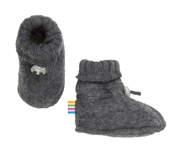 Wool fleece booties - Charcoal