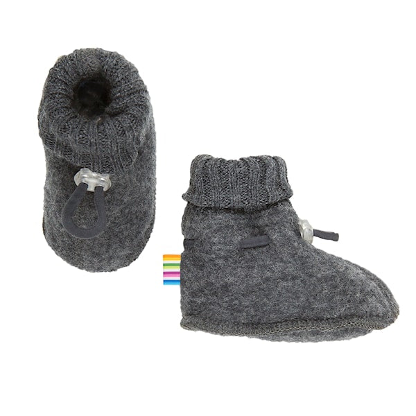 Wool fleece booties - Charcoal