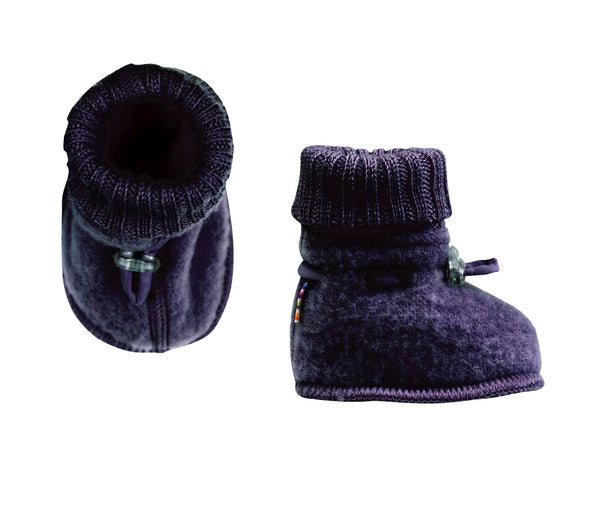 Wool fleece booties - Navy