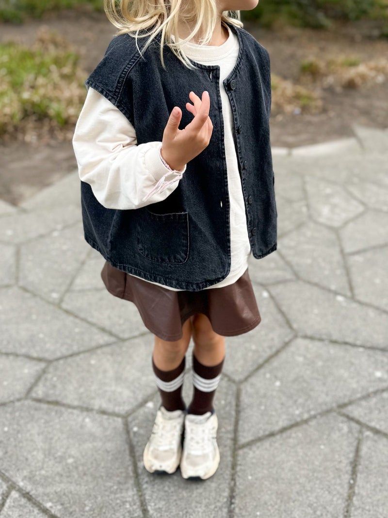 Mini leather like skirt - Brown