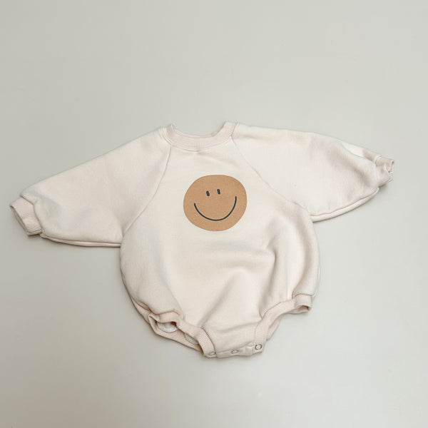 Smile fleeced onesie - Cream