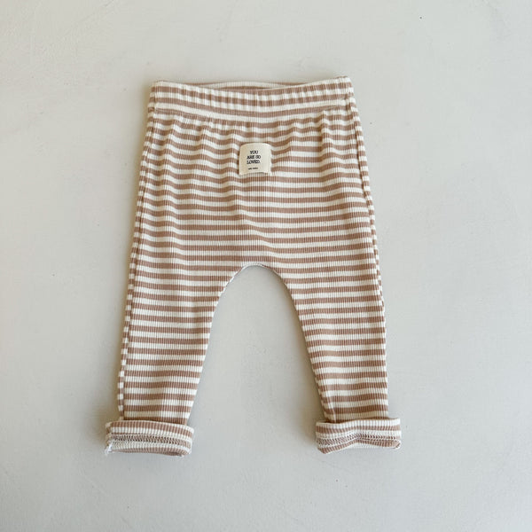 Bebe striped rib leggings - Beige