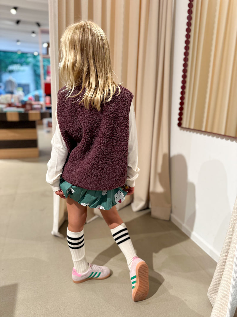 Hoktown pile vest kids - Burgundy melange