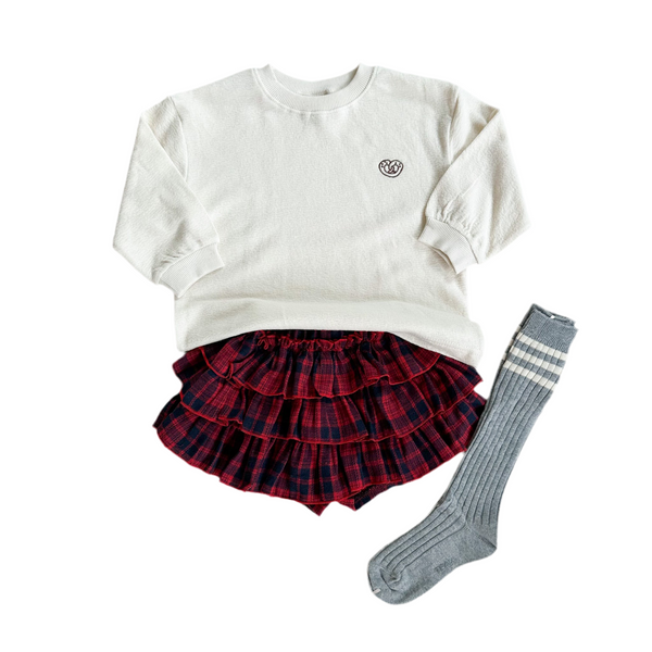 Flanel check shorty skirt - Red
