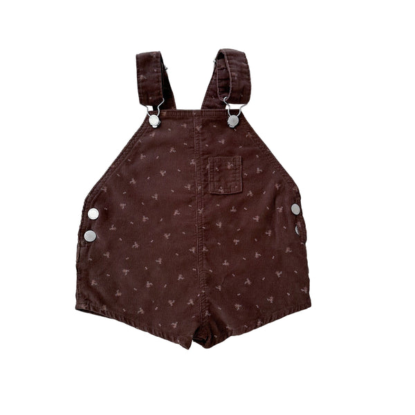 Short corduroy overalls - Brown flower
