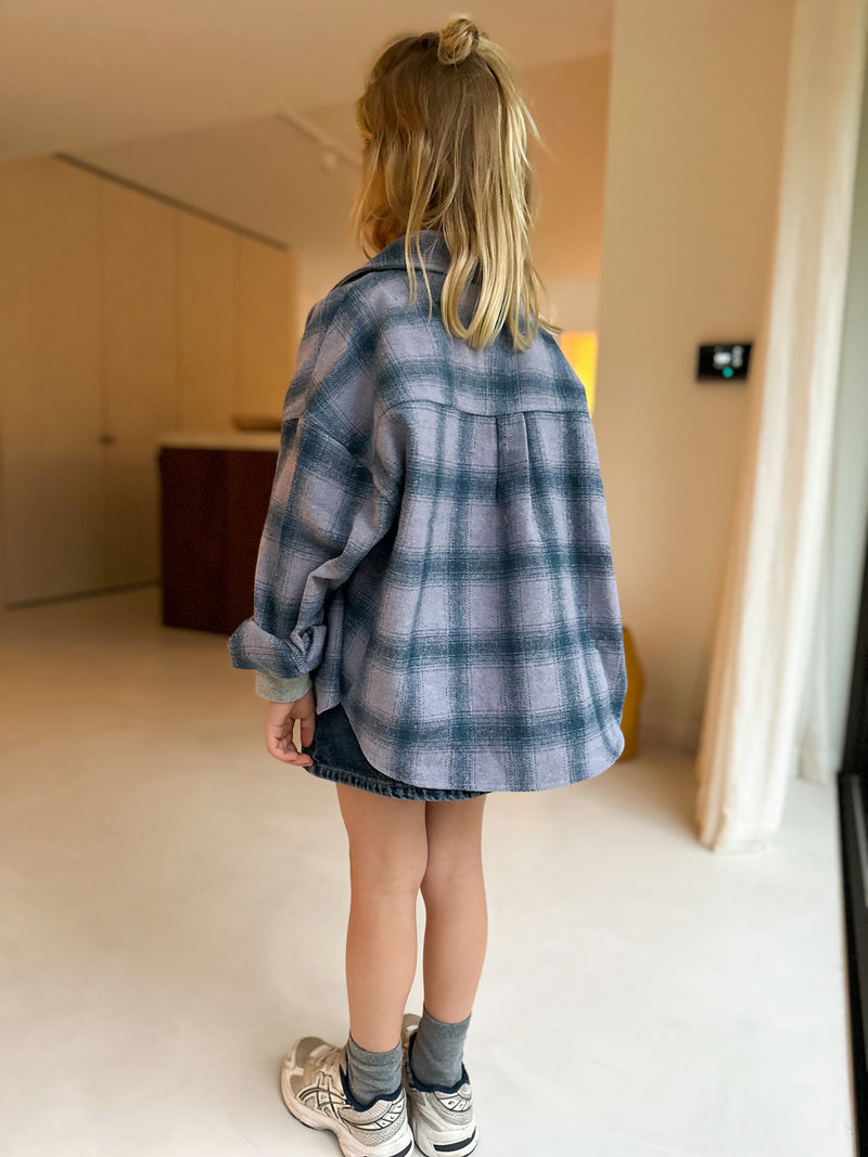 Flannel check overshirt - Dusty lilac/blue