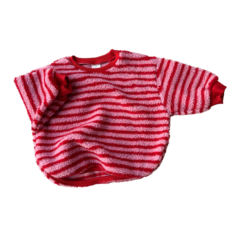 Striped teddy jumper - Pink/red