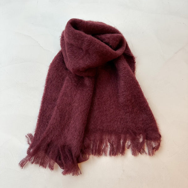 Solid mohair wool scarf - Burgundy