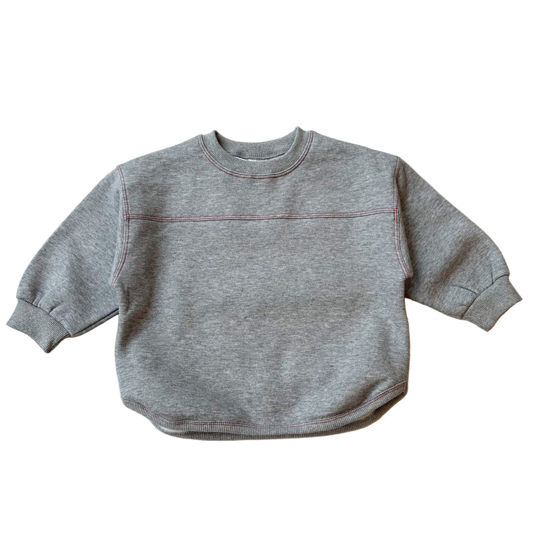 Stitch piping sweater - Grey melange