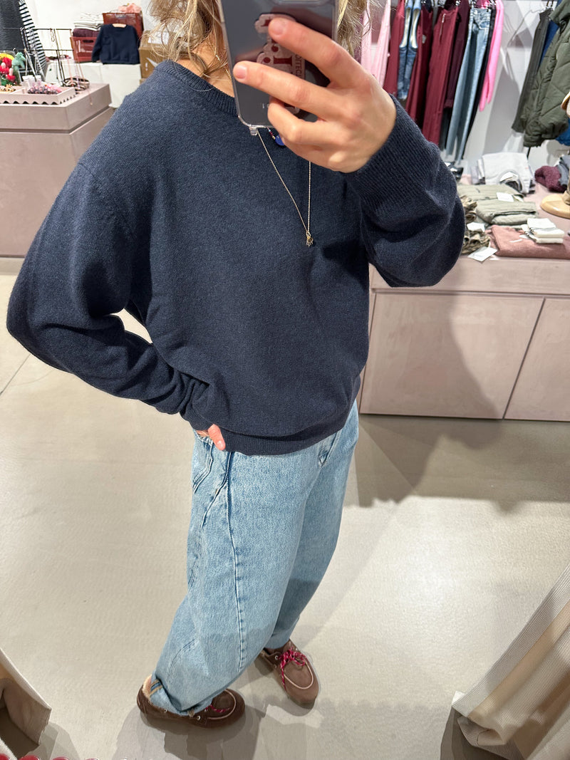 Fine wool jumper - Navy melange