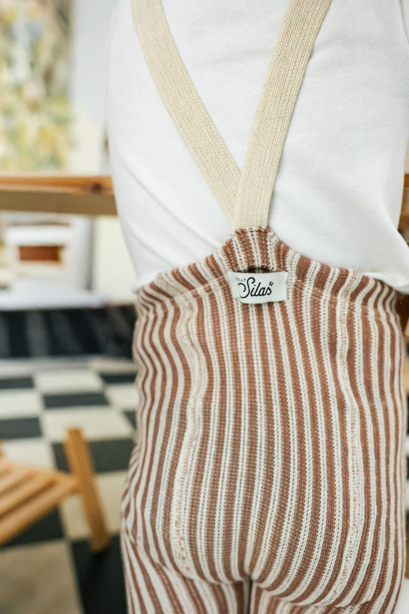 Silly footless cotton tights - Granola x cream striped