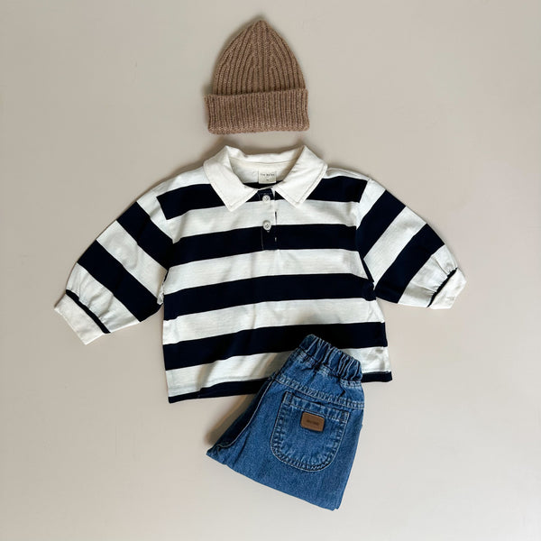 Striped polo tee - Navy