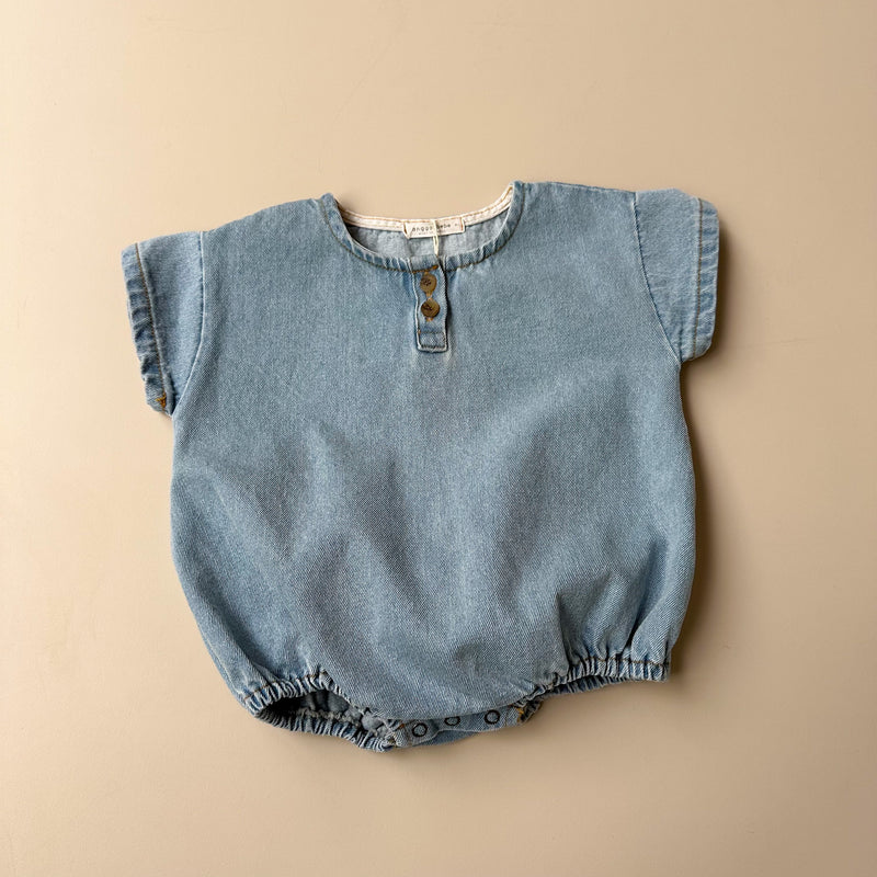Denim button onesie - Blue