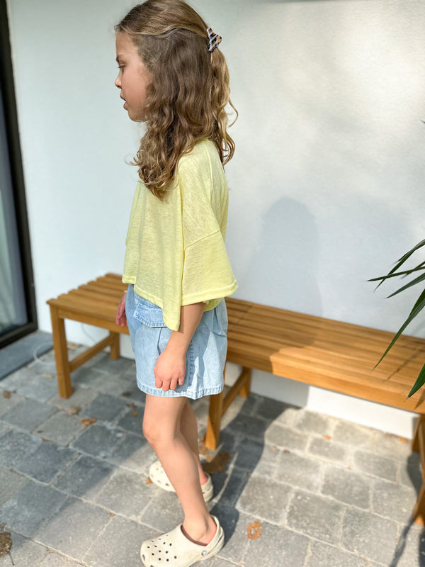 Linen crop tee - Soft yellow