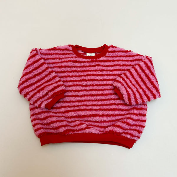 Striped teddy jumper - Red/pink