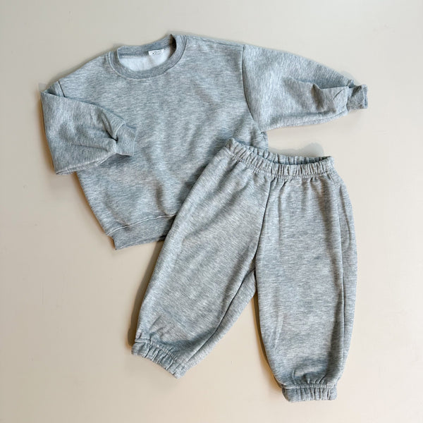 Basic fleeced jogger set - Grey melange