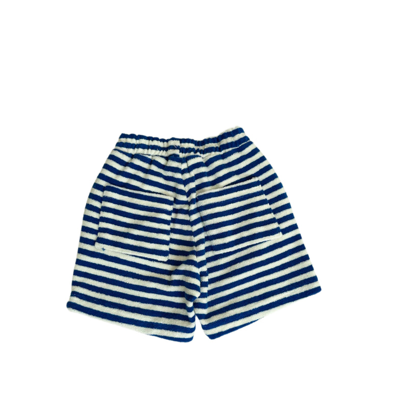 Striped terry short - Cobalt blue