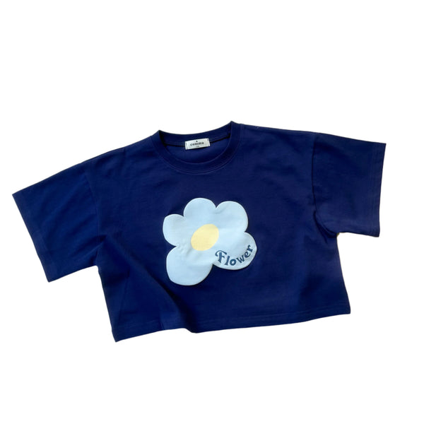 Big flower crop tee - Navy
