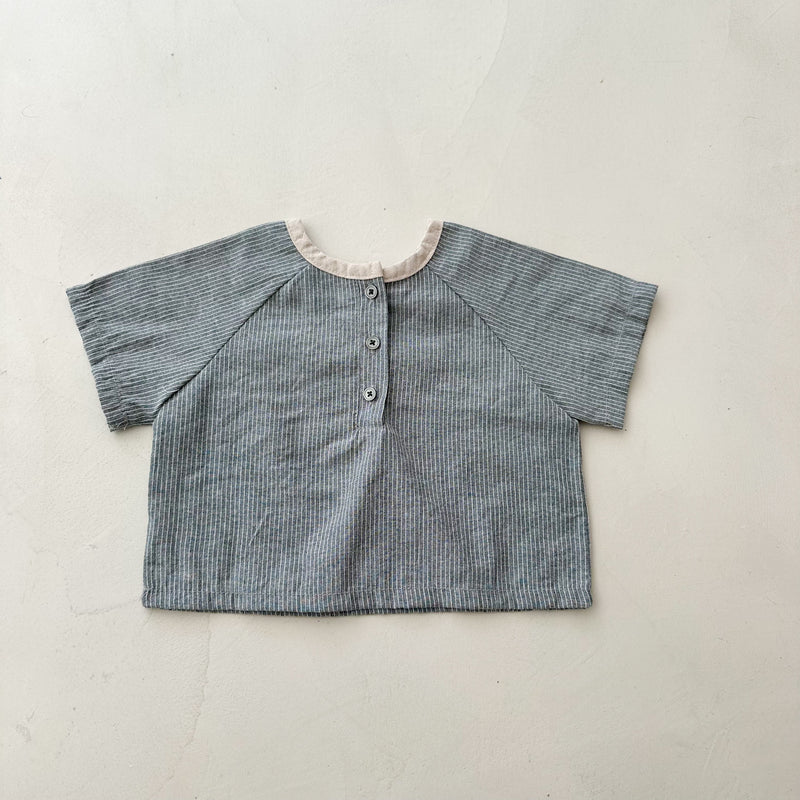 Woven pocket tee - Grey stripe