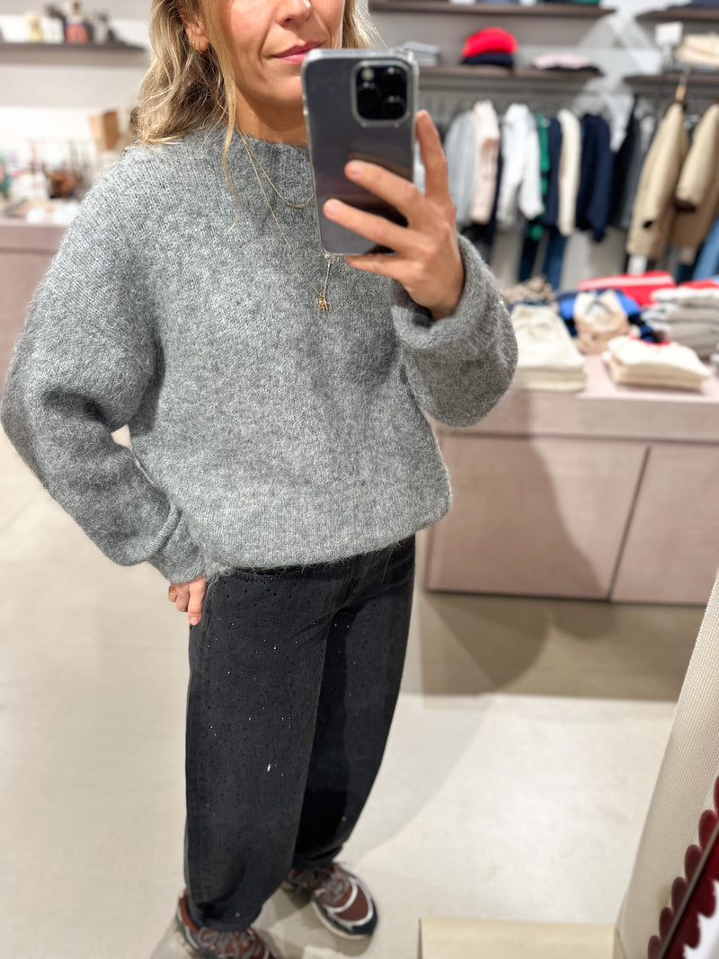 Mohair wool knit jumper - Grey melange