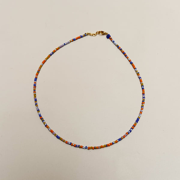 Fine multibeads necklace - Orange/blue