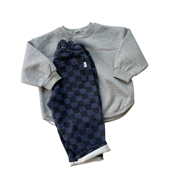 Stitch piping sweater - Grey melange