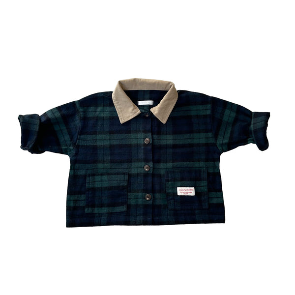 Checked flanel overshirt jacket - Green
