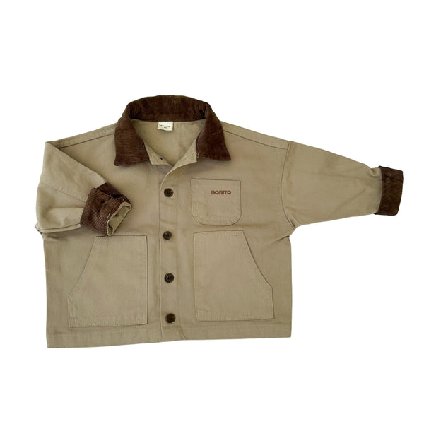 Corduroy collar worker jacket - Beige