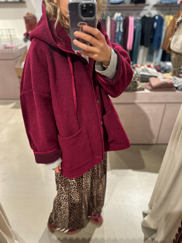 Wool mix hoodie jacket - Wine