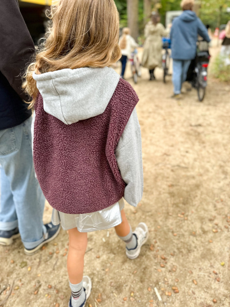 Hoktown pile vest kids - Burgundy melange