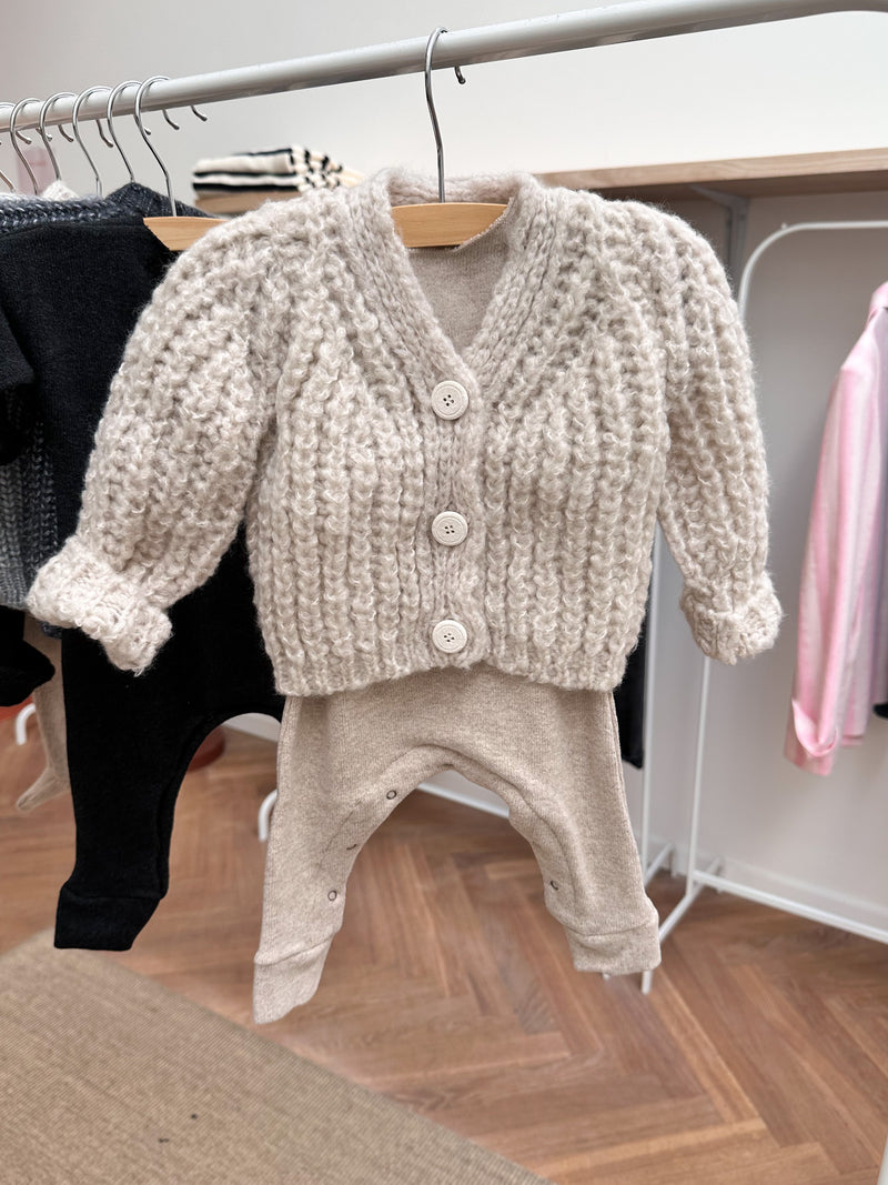 Fluffy knit cardigan - Tostado