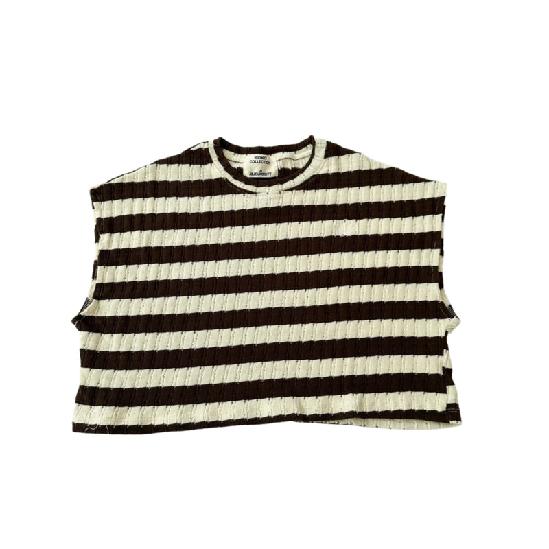 Cropped structured top - Choco/cream
