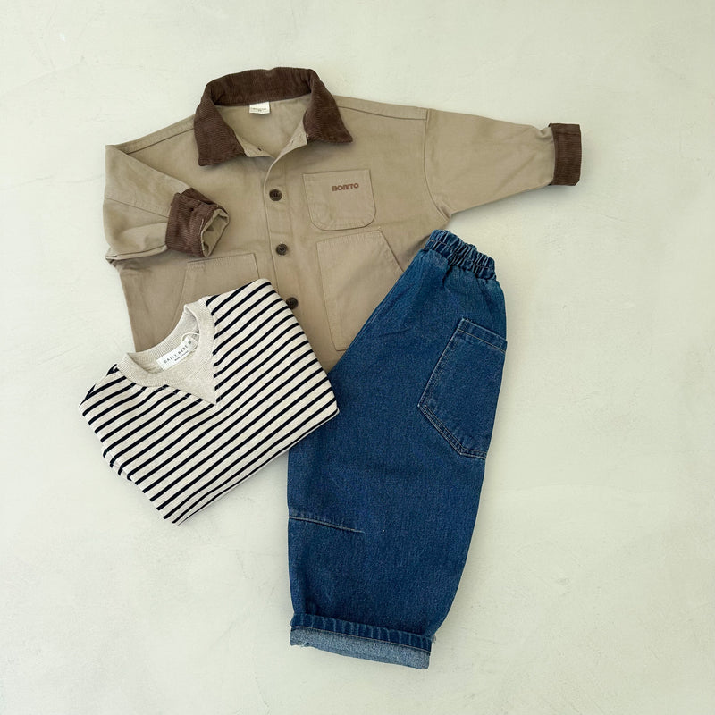 Stitch pocket denim pants - Blue washing
