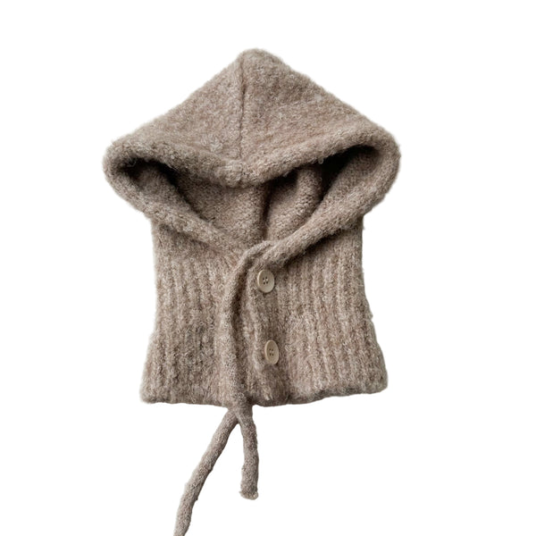 Bouclé button balaclava - Beige melange