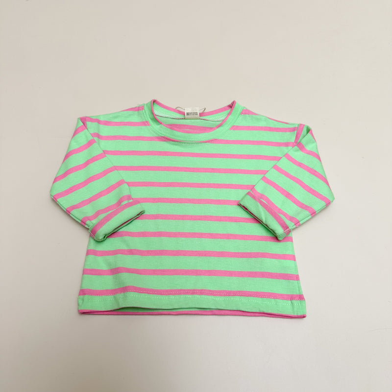 Baba striped tee - Green/pink