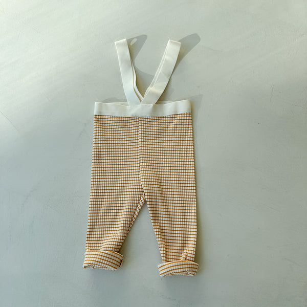 Striped suspender leggings - Yellow