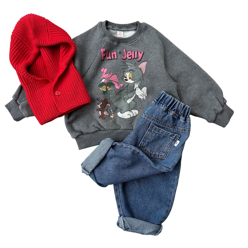 T&J fleeced raglan sweatshirt - Grey melange