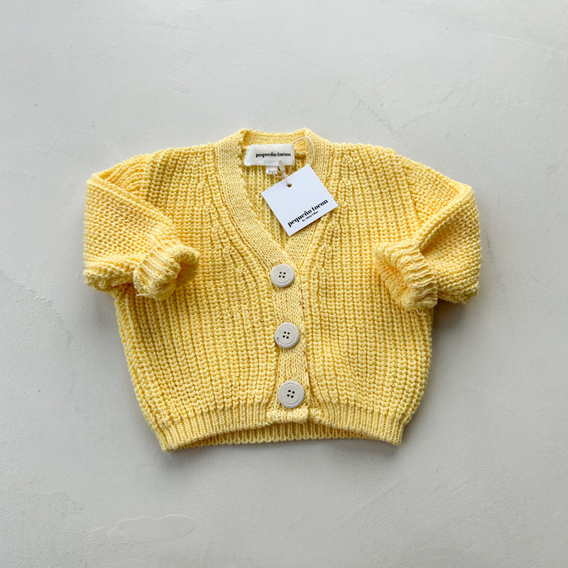 Chunky cotton knitted cardigan - Yellow