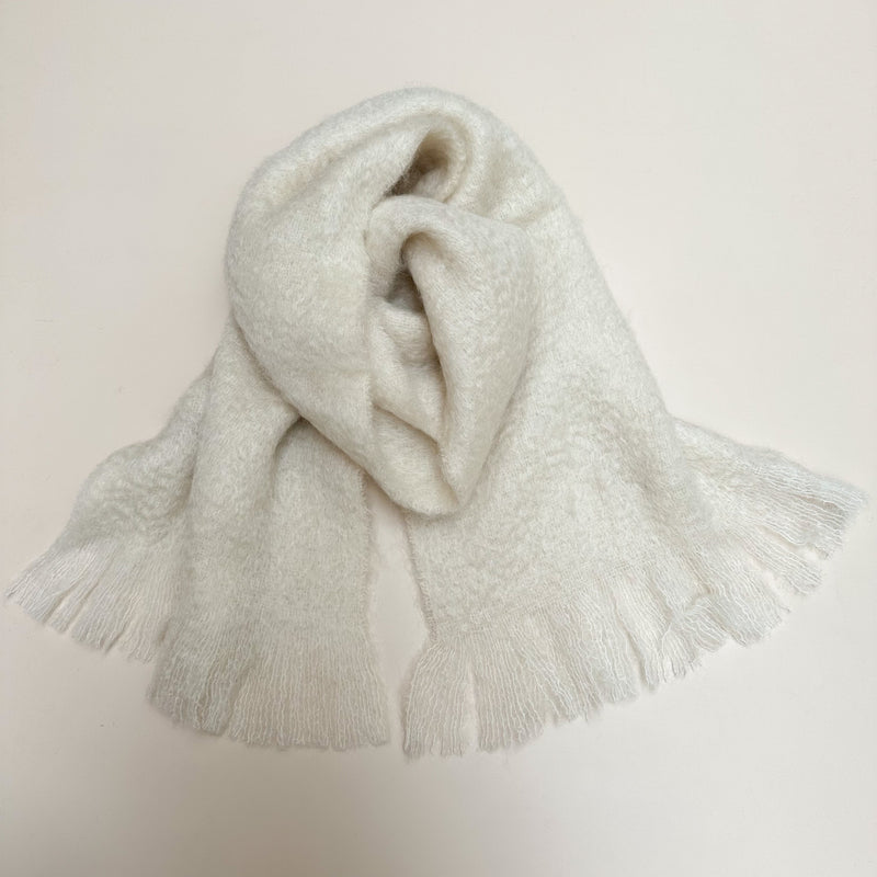 Solid mohair wool scarf - Ecru
