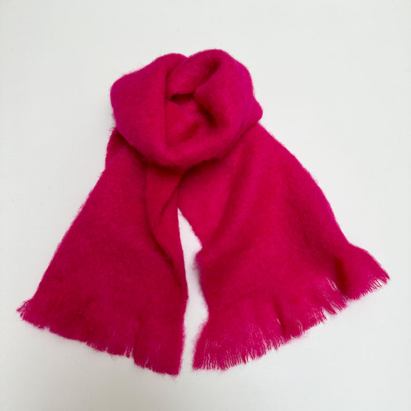 Solid mohair wool scarf - Fuchsia