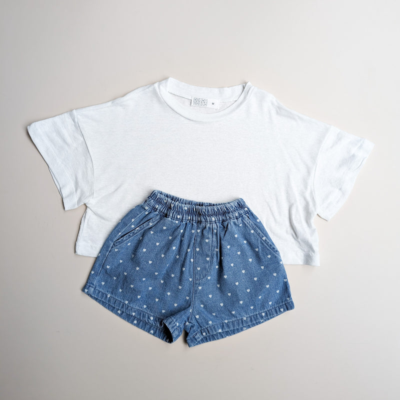 Linen like crop tee - Ivory