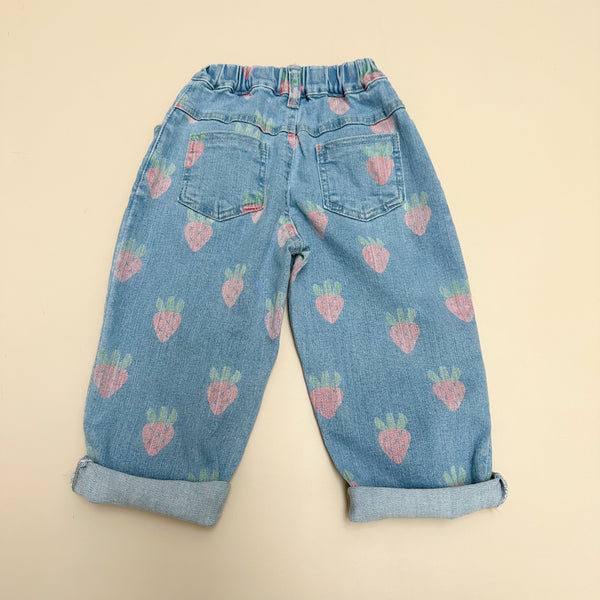 Strawberry denim pants - Light blue washing