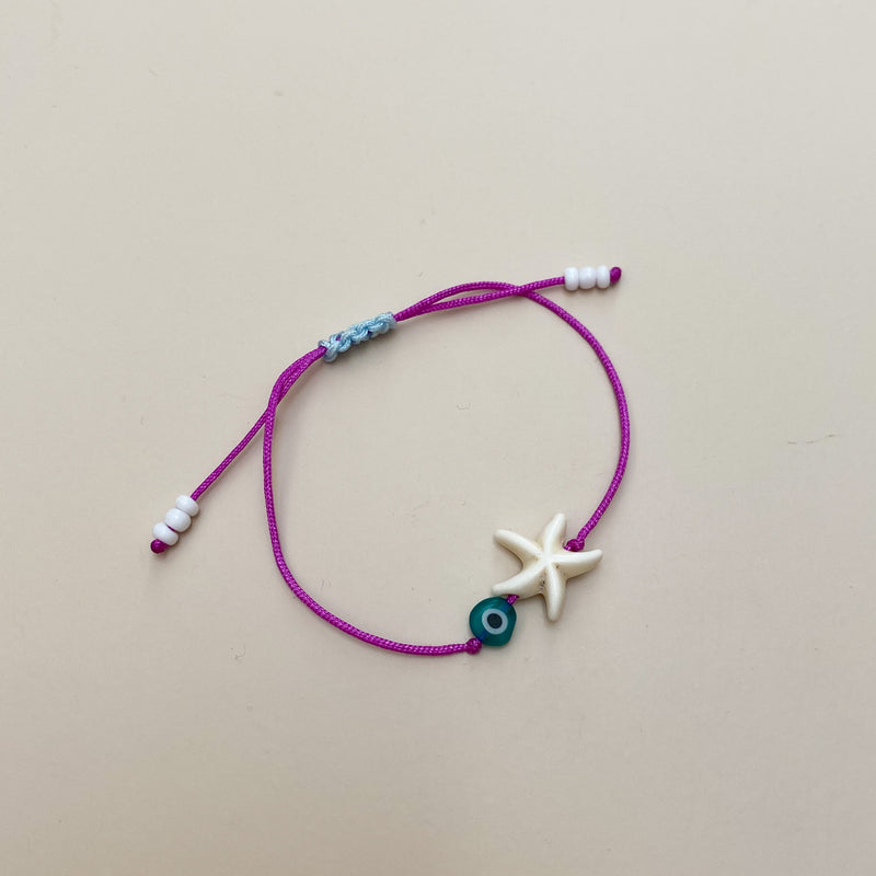 Star fish bracelet - Ivory/Purple